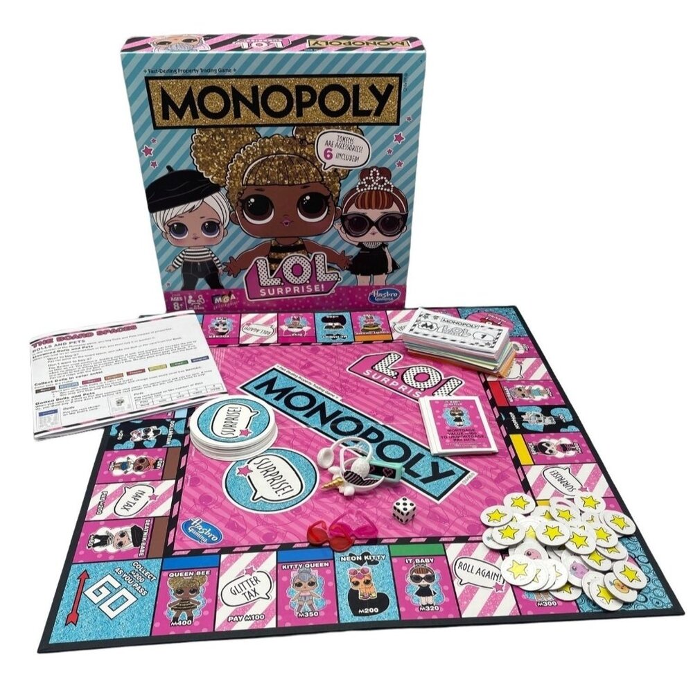 Hasbro Gaming Parker Brothers LOL surprise Monopoly accessories are player READ